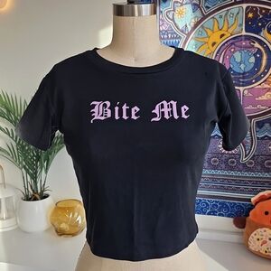 Sugar Thrillz Bite Me She Bites Baby Tee Graphic Print Dolls Kill